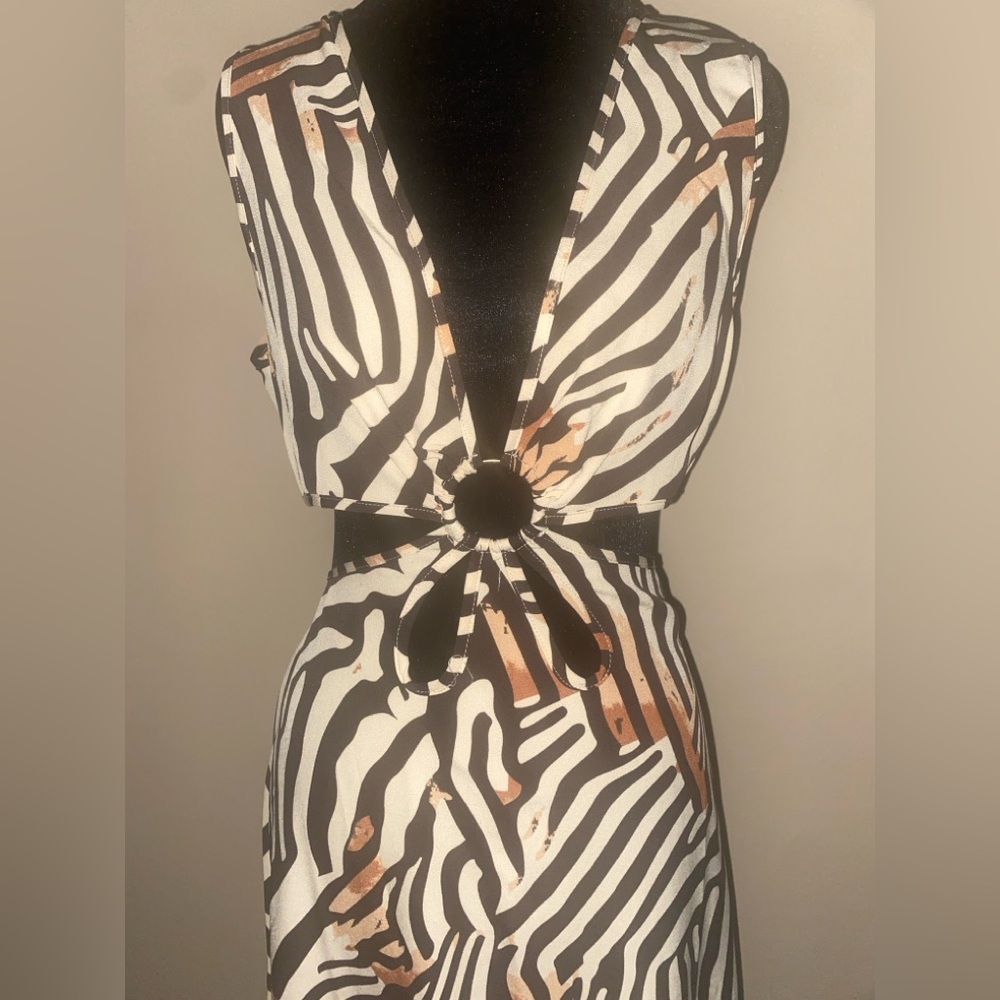 Animal Safari Print Maxi Cutout Dress by Shoe Dazzle Sz S - Picture 3 of 7